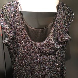 H&M black iridescent sequin body con dress